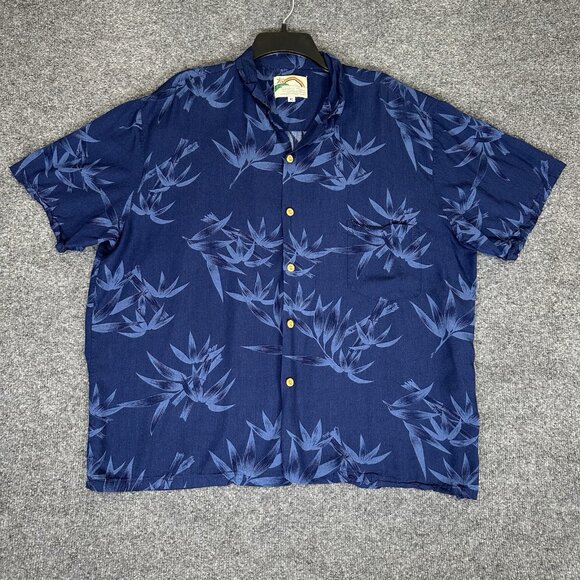 Paradise Found Hawaiian Shirt Men XL Blue Floral Tom Selleck Magnum PI VTG Adult - Picture 1 of 7